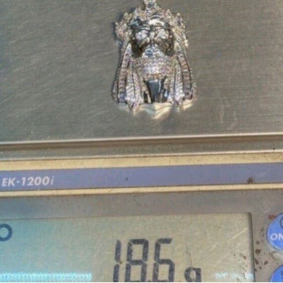 Jesus Pendant/ White Gold Plated .925 Sterling Silver w Mossinite Clear  Stones - Picture 12 of 12